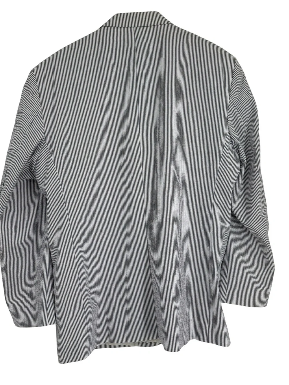Adolfo Summer Sport Coat Blazer Mens Seersucker Blue Stripe Size 46R Lined